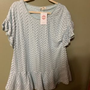 Mint green drop waist crochet top